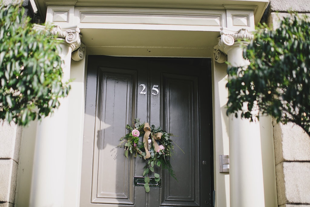 No. 25 Fitzwilliam Place | Front Door and Floral Wreath | Corporate Events