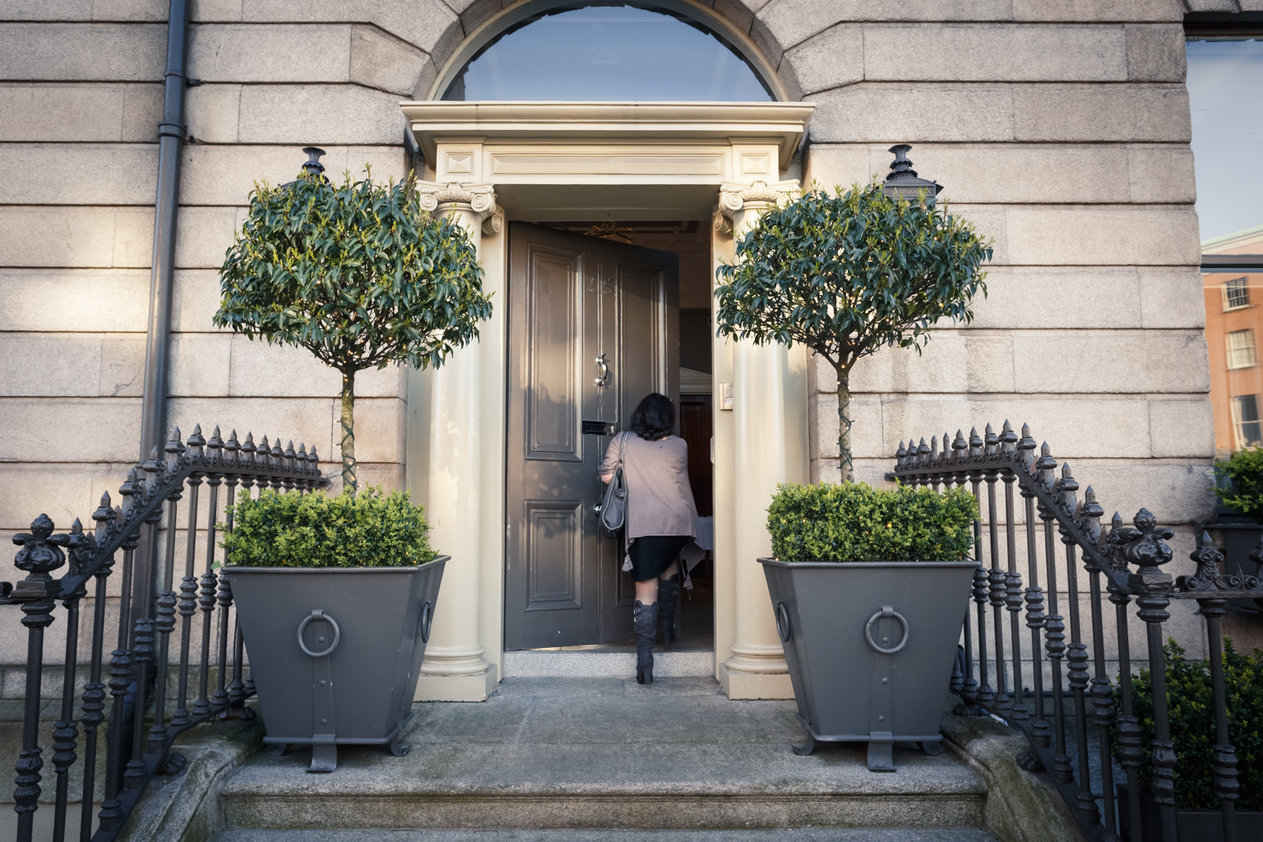 No. 25 Fitzwilliam Place | Woman Arriving at Front Door Entrance