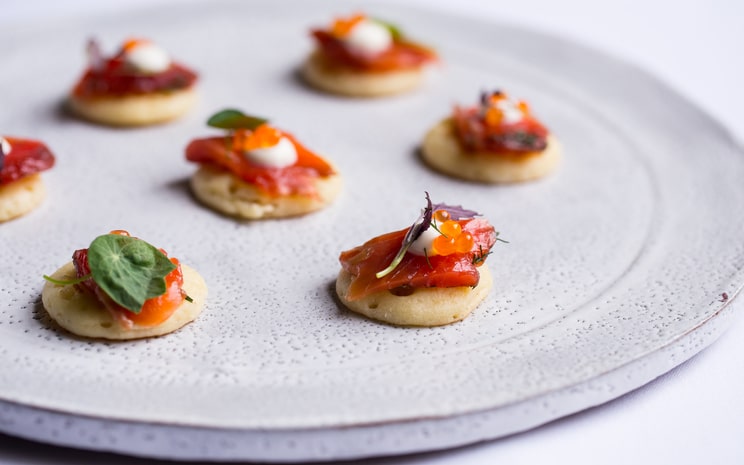 corporate dinner, private dining, No 25 Fitzwilliam place, canapes, blinis