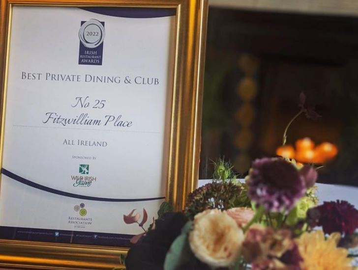 no. 25 Fitzwilliam Place, award, irish restaurant awards 2022